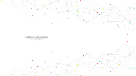 Abstract geometric background with connecting the dots and lines. Networking concept, internet connection and global communicationのイラスト素材