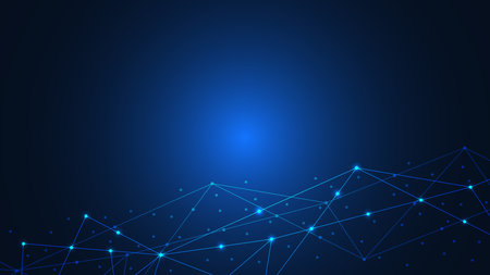 Abstract technology background with connecting the dots and lines. Global network connection, internet technology and digital communication conceptのイラスト素材