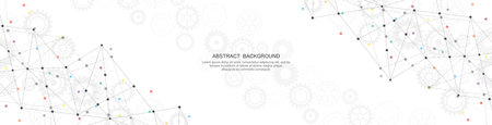 Abstract background and geometric pattern with connecting the dots and lines for banner design or headerのイラスト素材