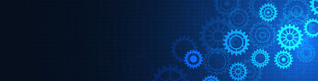Website header or banner design with cogs and gear wheel mechanismsのイラスト素材