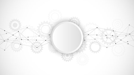 Abstract background and geometric pattern with connecting the dots and lines. Networking concept, internet connection and global communicationのイラスト素材