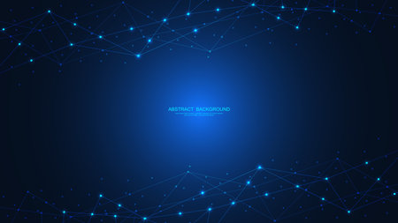 Abstract technology background with connecting the dots and lines. Global network connection, internet technology and digital communication conceptのイラスト素材