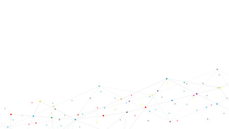 Abstract geometric background with connecting the dots and lines. Networking concept, internet connection and global communicationのイラスト素材
