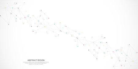 Abstract background and geometric pattern with connecting the dots and lines. Networking concept, internet connection and global communicationのイラスト素材