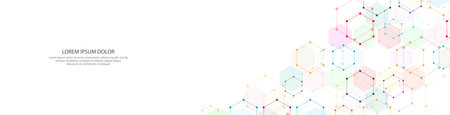 Abstract background and geometric pattern with hexagons for banner design or headerのイラスト素材
