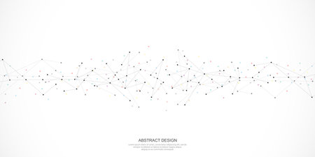 Abstract background and geometric pattern with connecting the dots and lines. Networking concept, internet connection and global communicationのイラスト素材