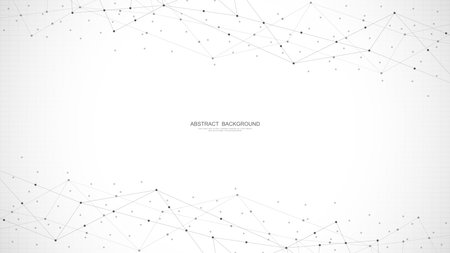 Abstract background and geometric pattern with connecting the dots and lines. Networking concept, internet connection and global communicationのイラスト素材