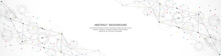 Abstract background and geometric pattern with connecting the dots and lines for banner design or headerのイラスト素材