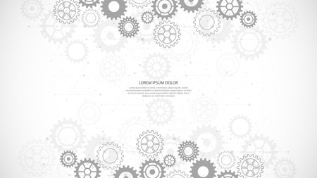 Cogs and gear wheel mechanisms. Concepts and ideas for hi-tech digital technology and engineering design. Abstract technical background of mechanical engineeringのイラスト素材