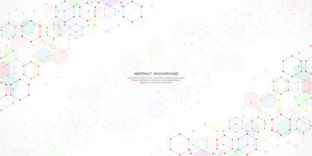 Abstract background with geometric shapes and hexagon patternのイラスト素材