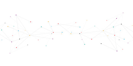 Abstract geometric background with connecting the dots and lines. Networking concept, internet connection and global communicationのイラスト素材