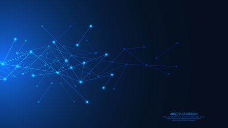 Abstract technology background with connecting the dots and lines. Global network connection, internet technology and digital communication conceptのイラスト素材