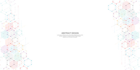 Abstract background with geometric shapes and hexagon patternのイラスト素材