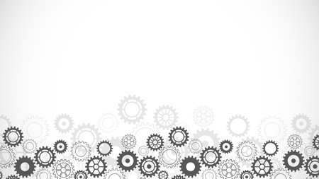 Cogs and gear wheel mechanisms. Concepts and ideas for hi-tech digital technology and engineering design. Abstract technical background of mechanical engineeringのイラスト素材