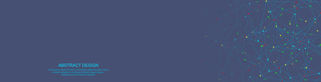 Abstract technology background of global network connection and communication with connecting the dots and lines for banner design or headerのイラスト素材
