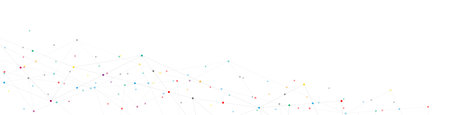 Website header or banner design with abstract polygonal background and connecting dots and lines. Global network connection. Digital technology with plexus background and space for your textの写真素材