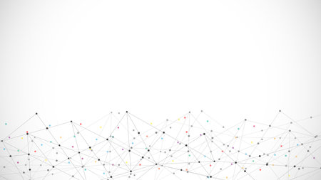 Abstract background and geometric pattern with connecting the dots and lines. Networking concept, internet connection and global communicationのイラスト素材