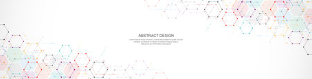 Abstract background and geometric pattern with hexagons shape for banner design or headerのイラスト素材