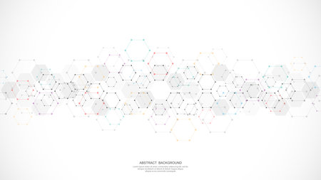 Abstract background with geometric shapes and hexagon patternのイラスト素材