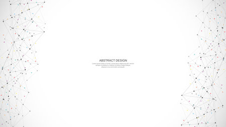Abstract background and geometric pattern with connecting the dots and lines. Networking concept, internet connection and global communicationのイラスト素材