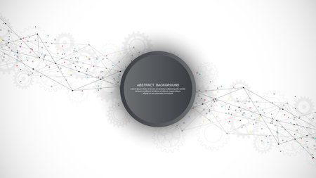 Abstract background and geometric pattern with connecting the dots and lines. Networking concept, internet connection and global communicationのイラスト素材