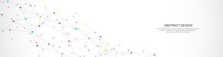Abstract background and geometric pattern with connecting the dots and lines for banner design or headerのイラスト素材