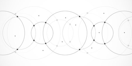 Abstract geometric background with plexus circles. Vector illustration of minimalistic designのイラスト素材