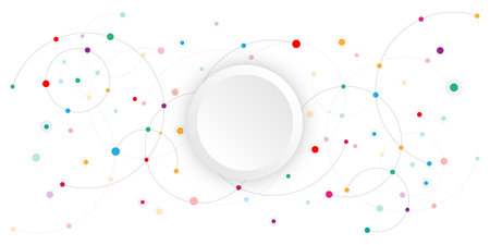 Abstract geometric background with plexus circles. Vector illustration of minimalistic designのイラスト素材