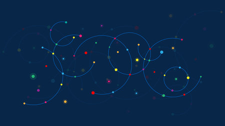 Abstract geometric background with plexus circles. Vector illustration of minimalistic designのイラスト素材