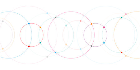 Abstract geometric background with plexus circles. Vector illustration of minimalistic designのイラスト素材