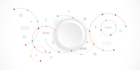 Abstract geometric background with plexus circles. Vector illustration of minimalistic designのイラスト素材