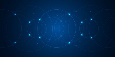 Abstract geometric background with plexus circles. Vector illustration of minimalistic designのイラスト素材