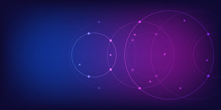 Abstract geometric background with plexus circles. Vector illustration of minimalistic designのイラスト素材