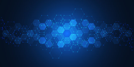 Abstract background with geometric shapes and hexagon pattern