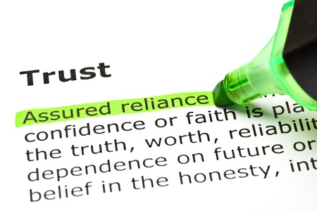'Assured reliance' highlighted in green, under the heading 'Trust' 'Assured reliance' highlighted in green, under the heading 'Trust'