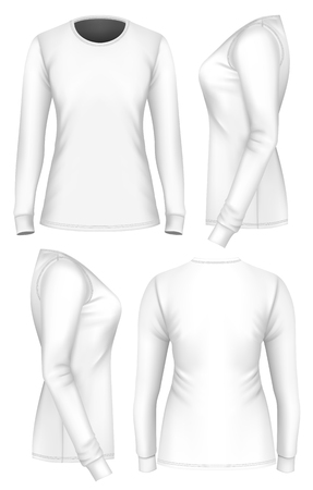 Women t-shirt long sleeve. Fully editable handmade mesh. Vector illustration.のイラスト素材