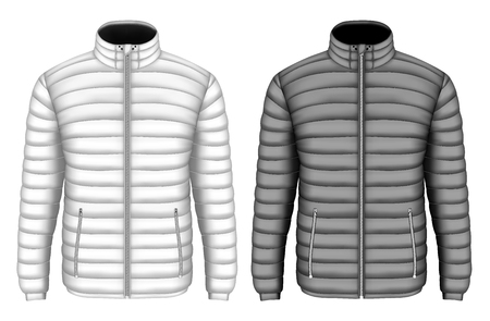 Men's insulated down jacket with zip pockets. Vector illustration.のイラスト素材