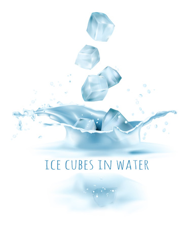 Ice cubes falling to water.のイラスト素材