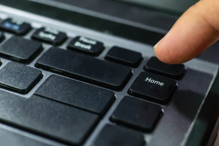 Finger Press home buttonの写真素材