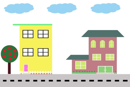 House with clouds and treesの写真素材