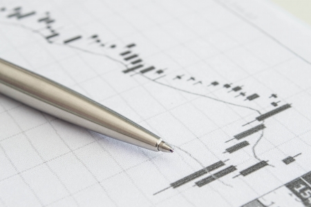 Stock chart with penの写真素材