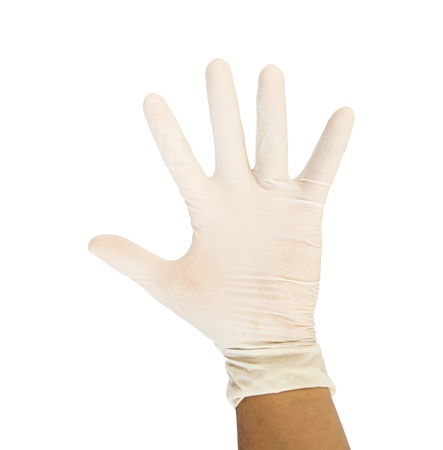put glove on isolate white backgroundの写真素材