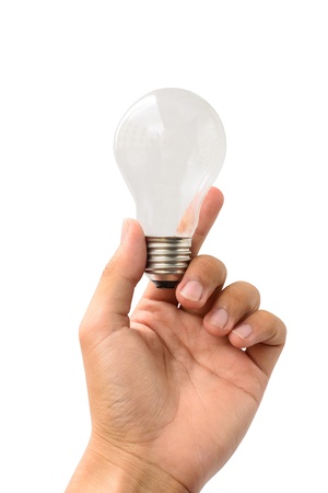 hold lamp on isolate white backgroundの写真素材