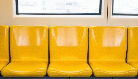 Yellow chair,chair in electric trainの写真素材