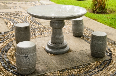 marble benchの写真素材