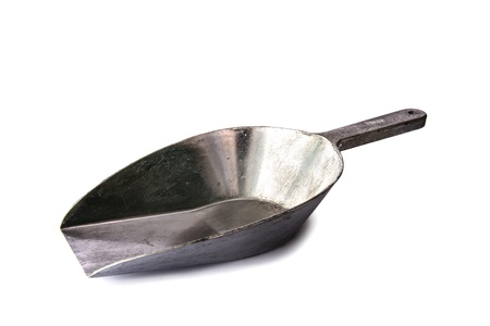 The steel scoop  on isolate white backgroundの写真素材