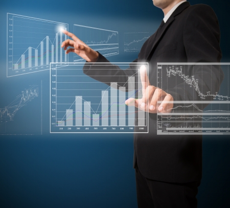 businessman push graph businessman push graph