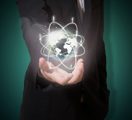 businessman with world of connectionの写真素材
