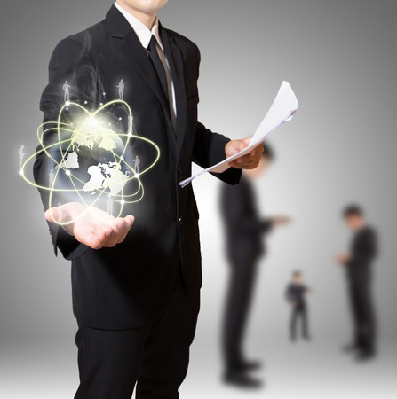 businessman with world of connectionの写真素材