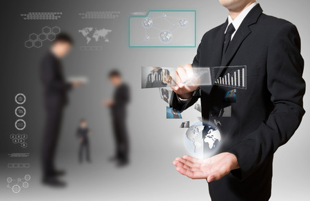 businessman with high technology in handの写真素材